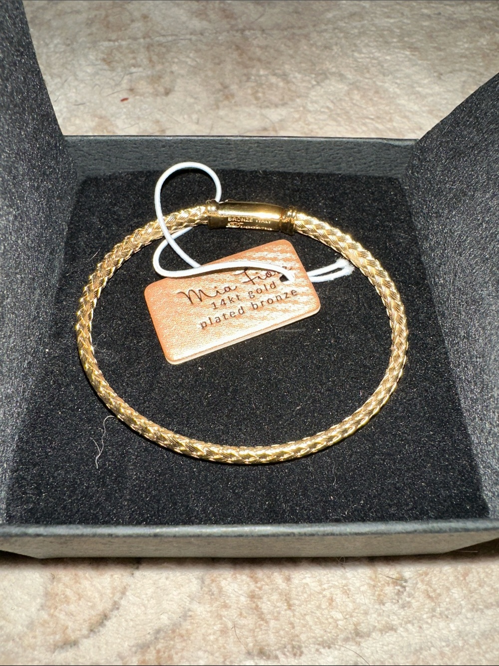 MIA FIORE Gold Made In Italy 14K Gold Plated Basketweave Bangle Bracelet